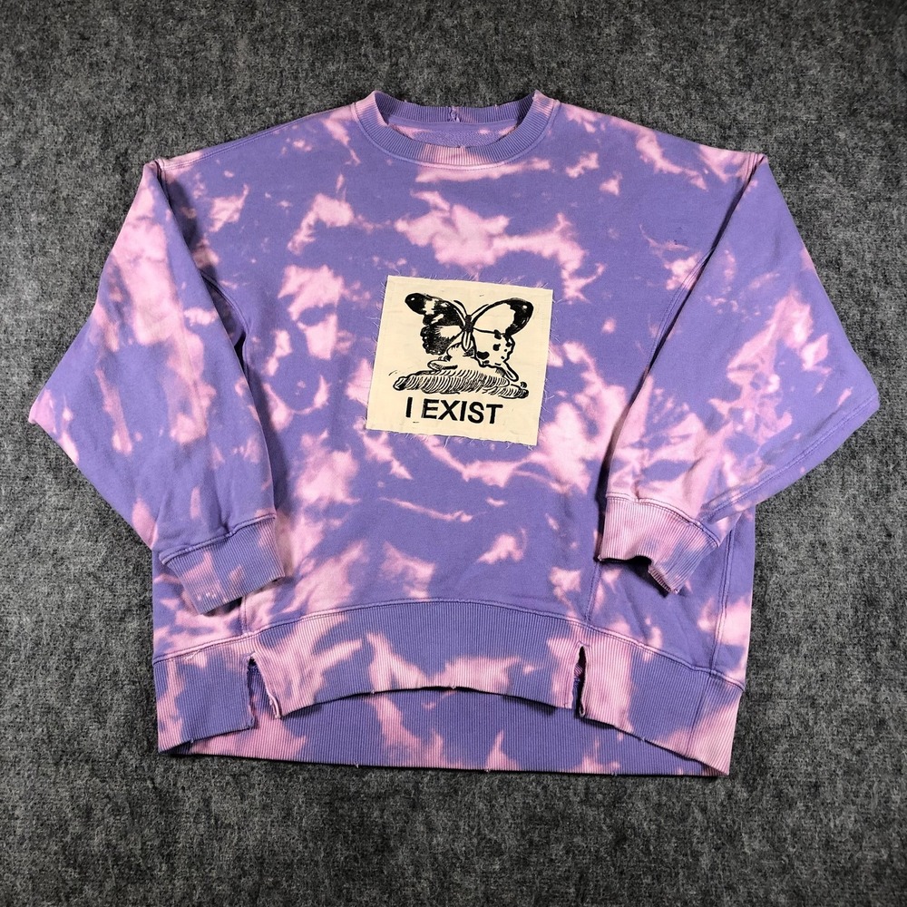 Aerie Sweatshirt Womens Small Purple Tie Dye Butterfly I Exist‎ Graphic Pullover